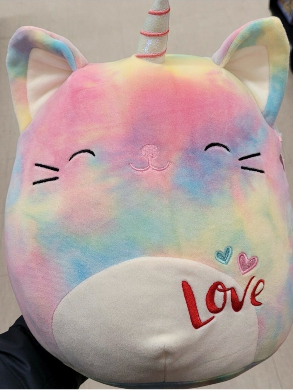 Squishmallows Pastel Rainbow Unicorn Cat Pillow - Pink, Blue, Yellow